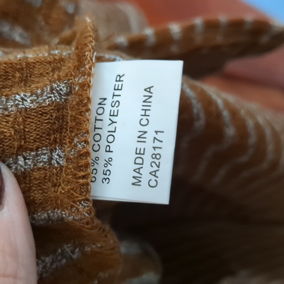 PAPA VANCOUVER* dk mustard striped long sleeve one pkt round neck tunic top XXL - Picture 10 of 11